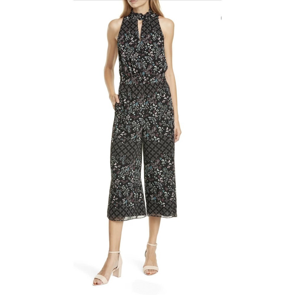 Ted Baker Black Marcila Hazel Floral Wide Leg Jumpsuit Women Sz. 4‎ NWT Elegant